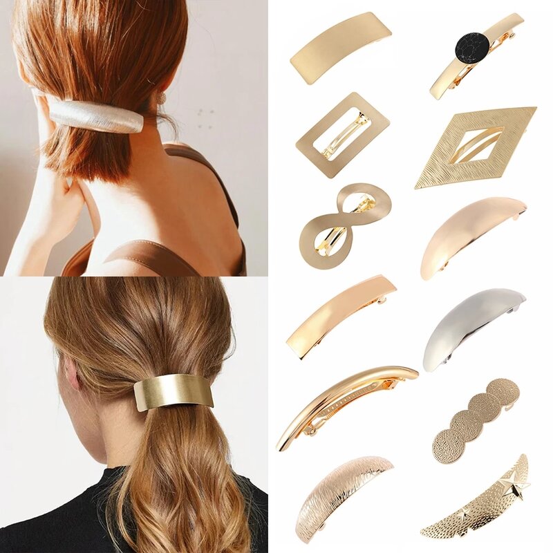 Pinzas para el pelo de aleación para mujer, horquillas geométricas para cola de caballo, accesorios para el cabello, 2021