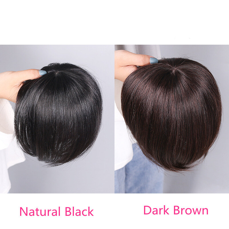 Halo Lady Beauty 100% Human Hair Toppers Clip In Hair Piece Natural For Hair Loss Brazilian Non-remy 6-10inch Machine-made