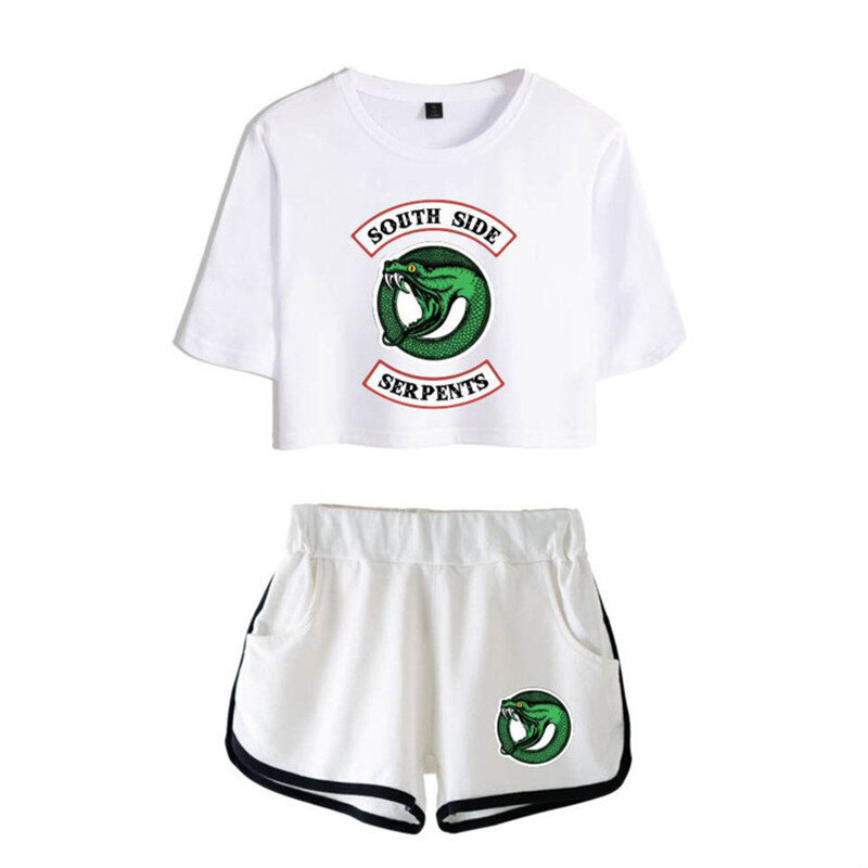 Riverdale Southside Kaus Kemeja Celana Pendek Setelan Olahraga Sisi Selatan Ular Riverdale Set Pakaian Wanita Anak Perempuan Menjalankan Kemeja Cosplay