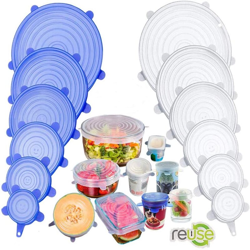 Tapas elásticas de silicona reutilizables, herméticas, para envolver alimentos, mantener el bol fresco sellado, utensilios de cocina