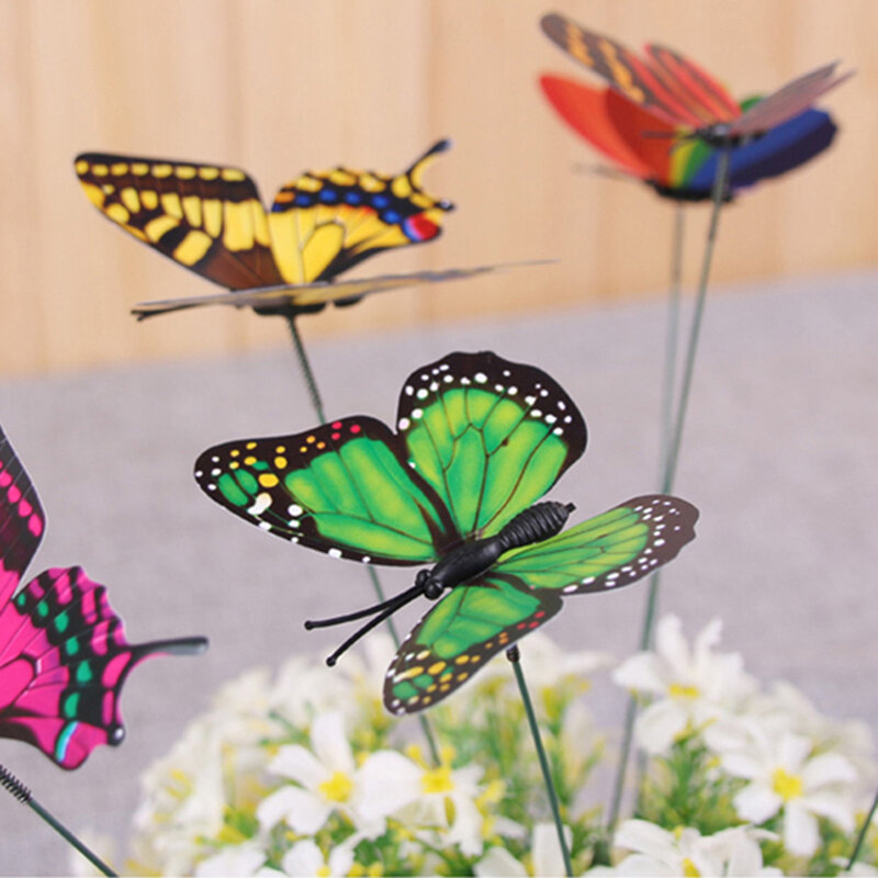 かわいいカラフルな蝶スティックのおもちゃdiy家の庭の装飾