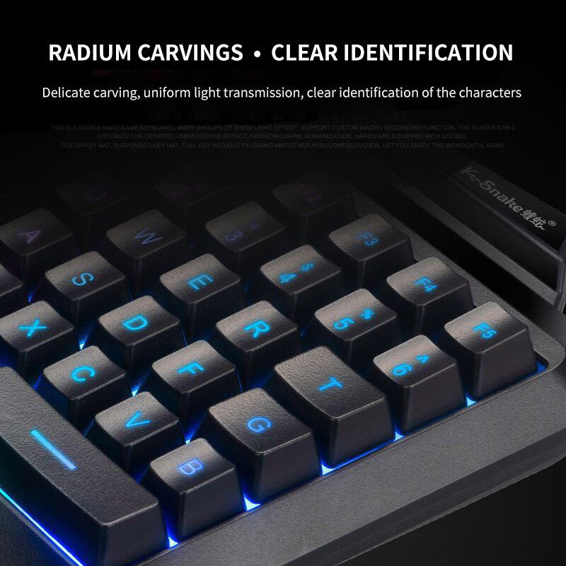 Mini One-Handed Keyboard G30 Wired Gaming Keyboard  35 Keys Keyboard Game Assistive Keyboard for Most Games with LED Backlight