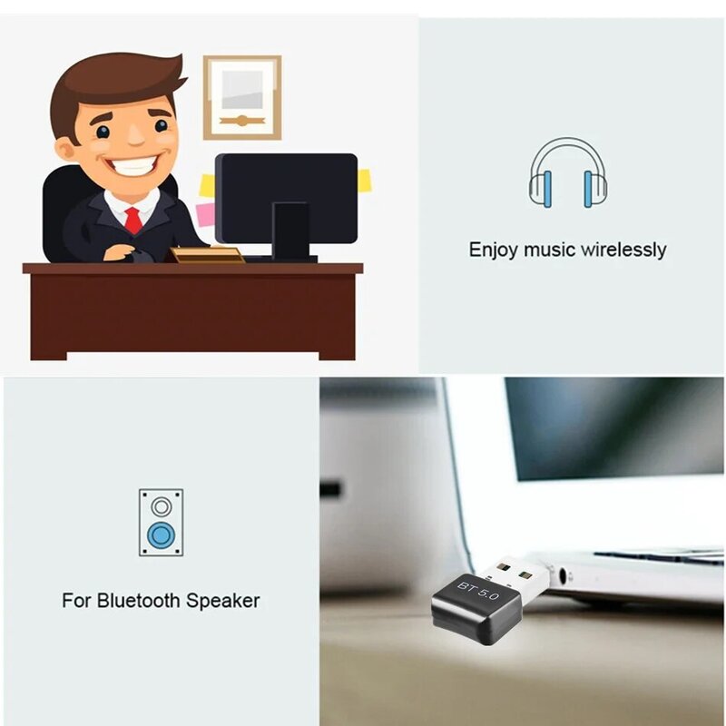 Adaptateur USB sans fil Bluetooth 5.0 pour ordinateur, Dongle USB, adaptateur PC, récepteur émetteur