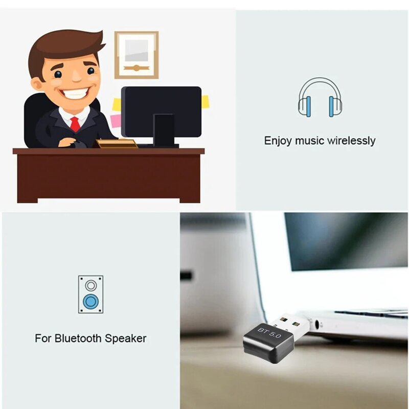 Không Dây Bộ USB Bluetooth 5.0 Dùng Cho Máy Tính Bluetooth Dongle USB Bluetooth PC Adapter Bluetooth Thu Phát