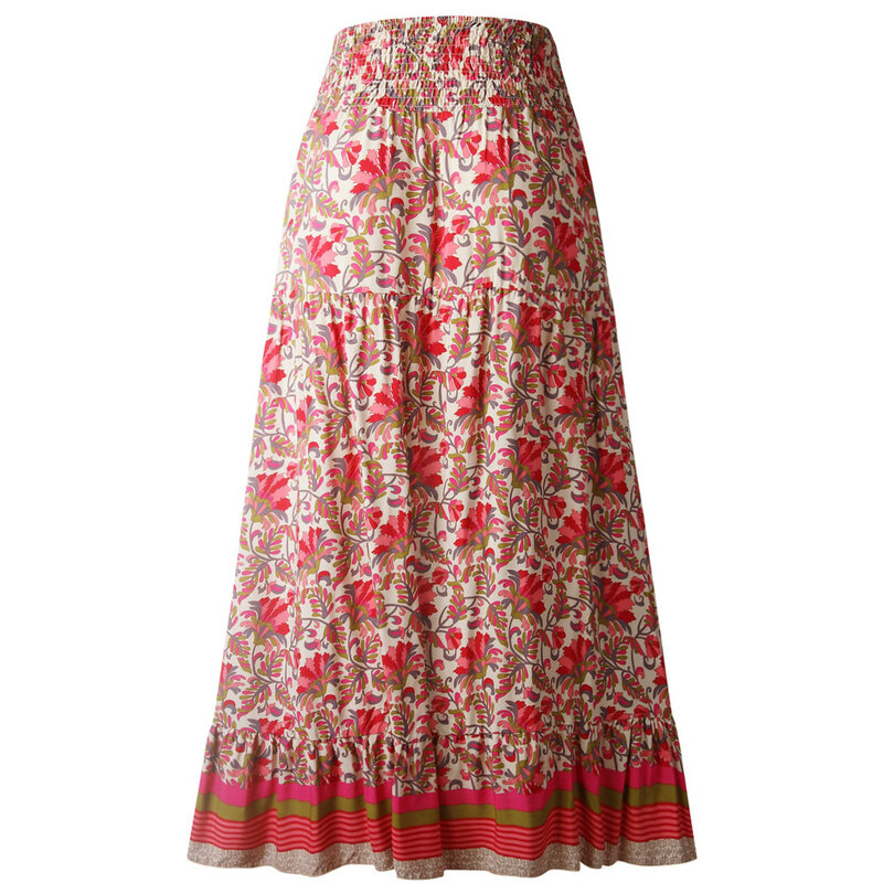 Faldas de estilo bohemio para mujer, Faldas largas con estampado Floral, para vacaciones y playa, novedad de 2021