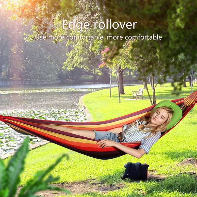 Outdoor hammock for one person colored canvas hammock leisure camping strong hammock anti-rollover hammock