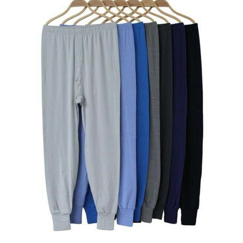 Men Comfortable Cotton Thin Thermal Pants Plus Size Loose Cotton Wool Trousers Men's Cotton Long Trousers Middle-aged