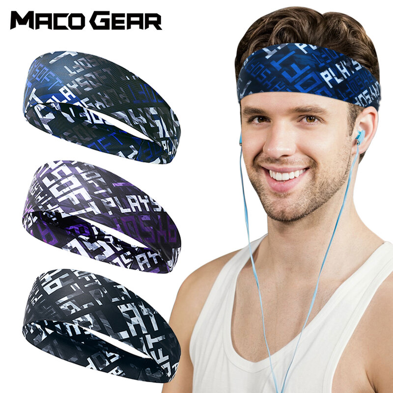 Fascia da uomo sport fascia gotica elastico Yoga palestra Jog Running Hairband Tennis pallacanestro ciclismo Fitness cranio Headwrap