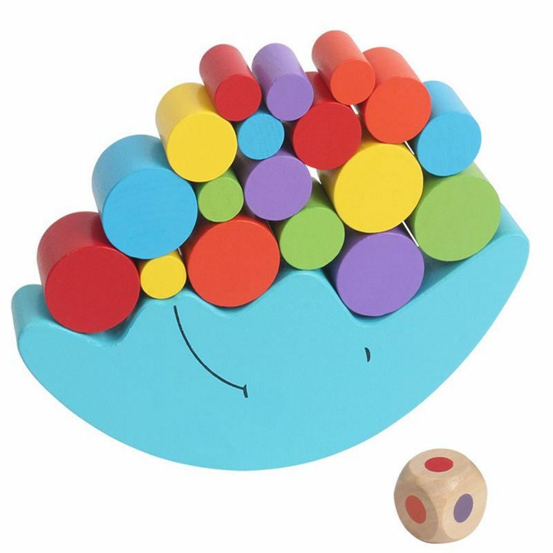 การศึกษาที่มีสีสันของเล่นไม้ของเล่น Moon Balance เกม Balancing Blocks Play เกมสำหรับเด็กทารกเด็ก