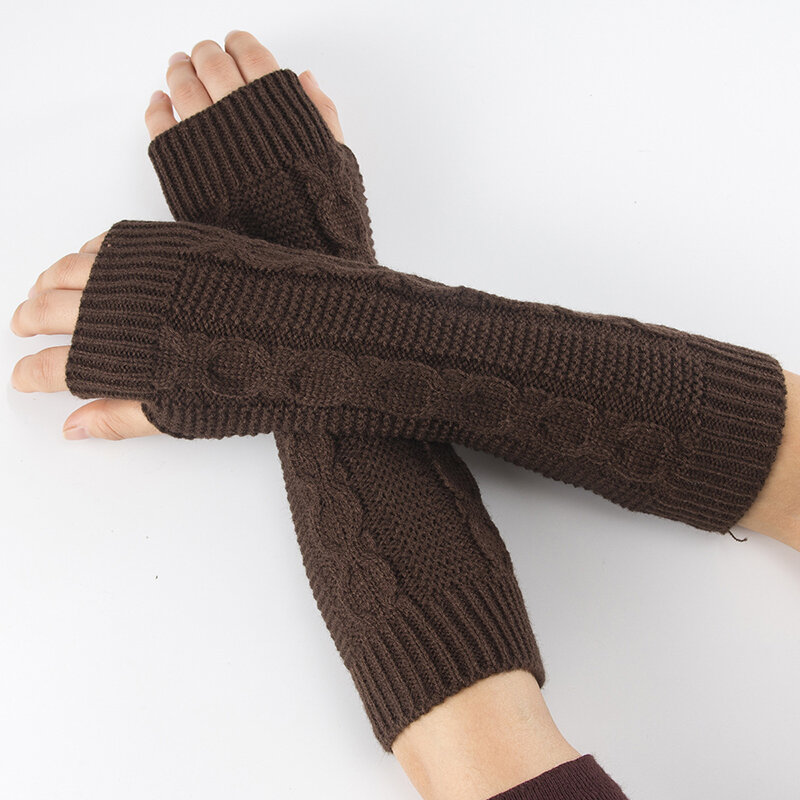 Knitted Arm Cover Clothing Accessories All-match Fingerless Arm Cover Warm 8-character Hemp Pattern Arm Cover Warm Arm Cover