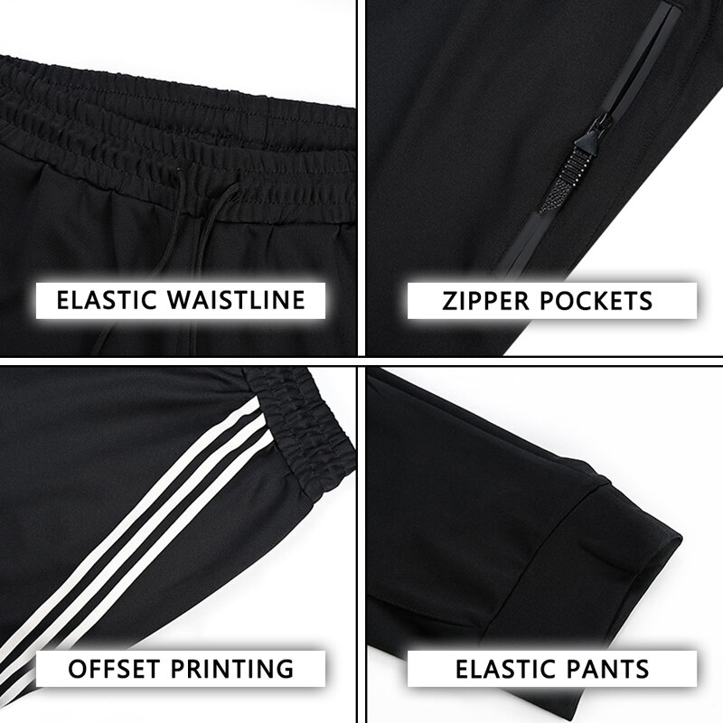 Pantalones deportivos con bolsillos y cremallera para hombre, ropa deportiva de secado rápido para correr al aire libre, gimnasio, Otoño e Invierno