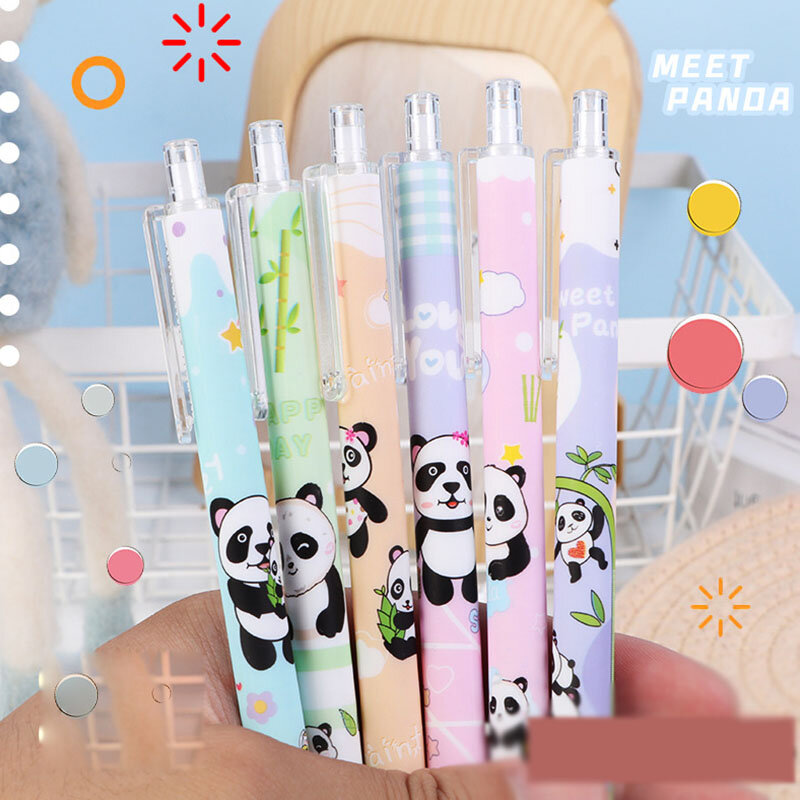 48 pz/lotto Kawaii Panda Press Gel Pen carino 0.5mm inchiostro nero penne neutre scuola ufficio scrittura fornitura regalo promozionale
