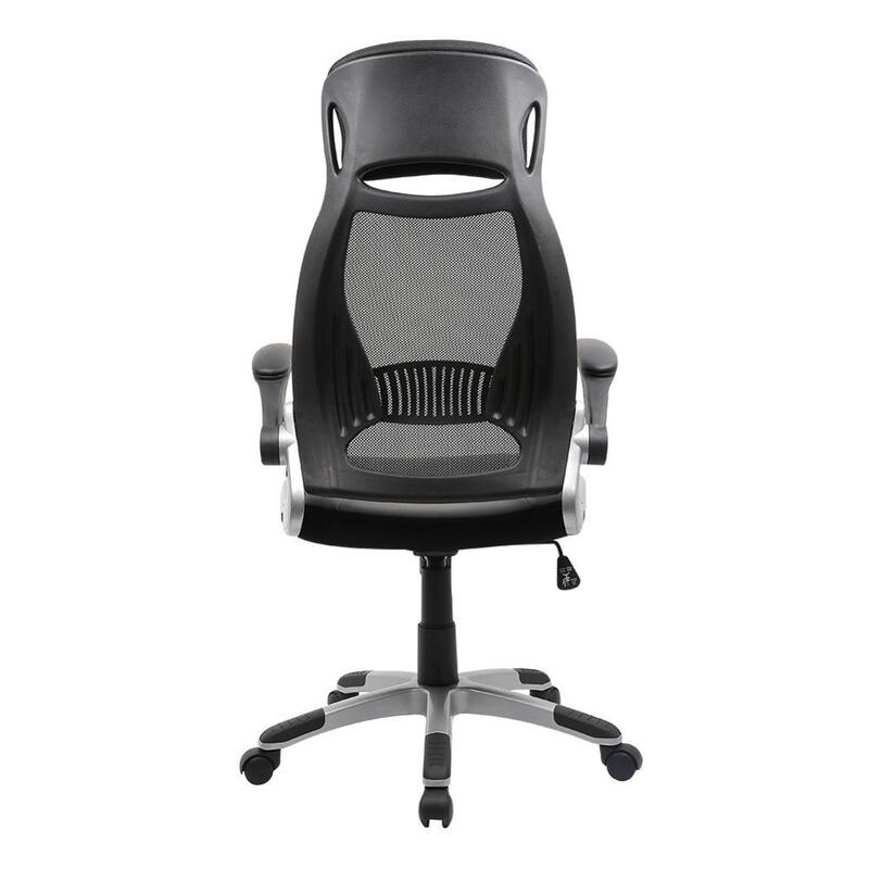 Chaise d'ordinateur de bureau pivotante en maille avec appuie-tête fauteuil de direction mécanisme ergonomique réglable en hauteur synchronisé, noir