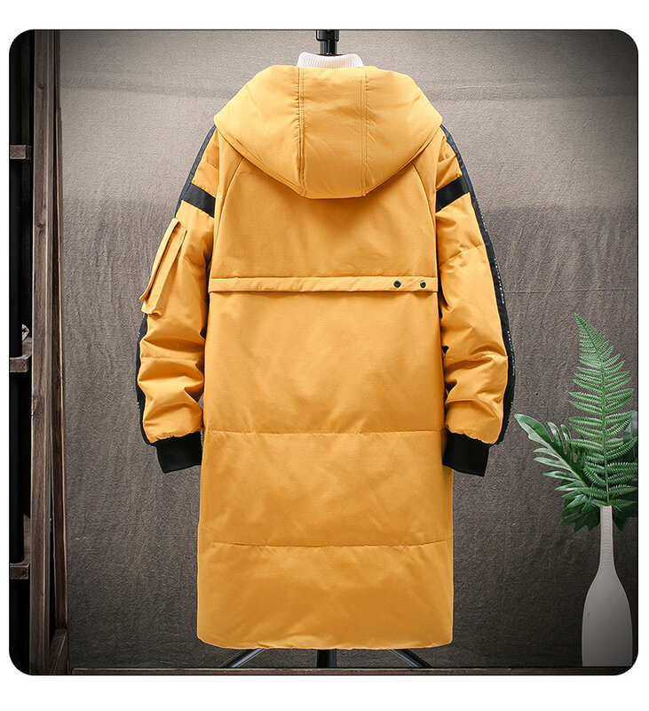 따뜻한 두꺼운 남자 화이트 오리 자켓 후드 퍼퍼 자켓 코트 겨울 뉴 남성 캐주얼 롱 파커 오버 코트 야외 멀티 포켓