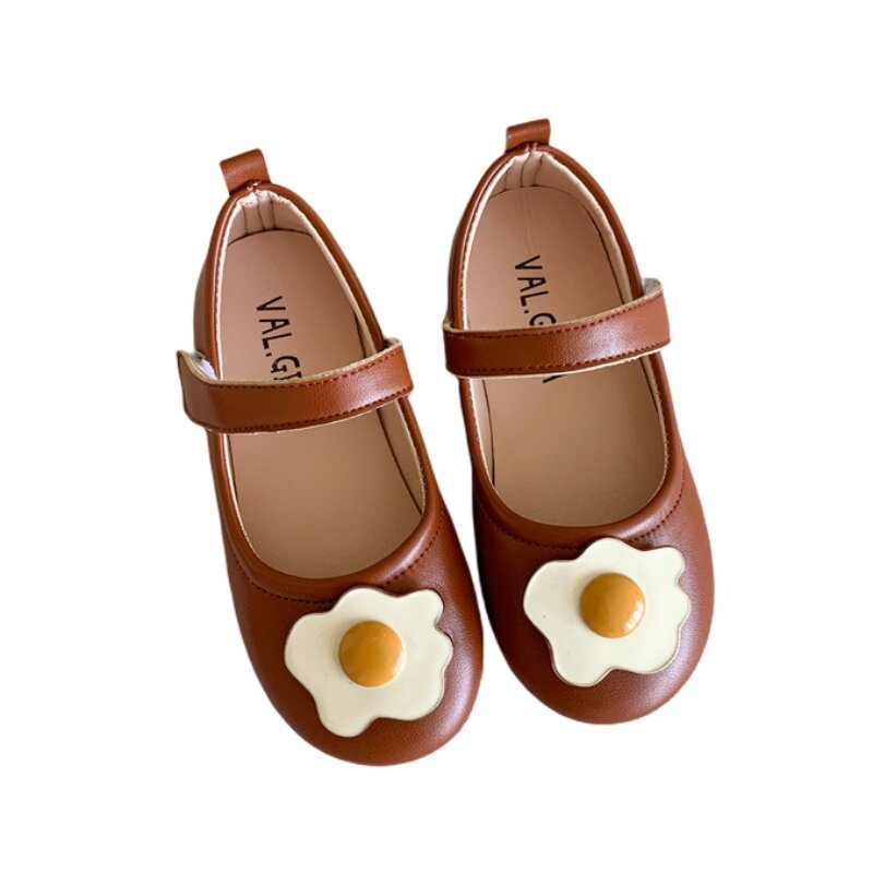 Outono crianças meninas ovo escalfado padrão adorável princessshoes fundo macio respirável sapatos infantis 1-7years idade