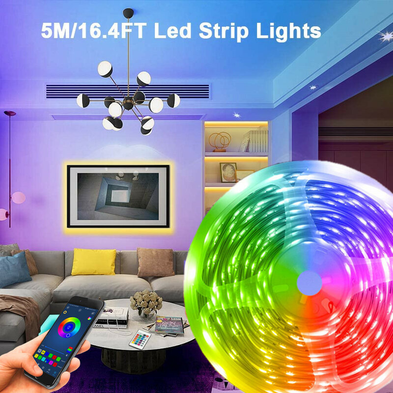 Alexa aplicação da barra de luz led e controle remoto wi-fi 5050 à prova dwaterproof água luz led é adequado para o quarto cozinha festa tv