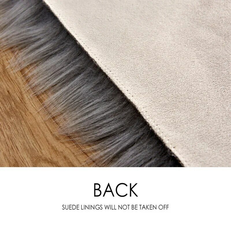 Tapete de lã sintético e felpudo, tapete de pele de carneiro artificial para sala de estar, felpudo e peludo com coração, tamanho 30x40x50cm