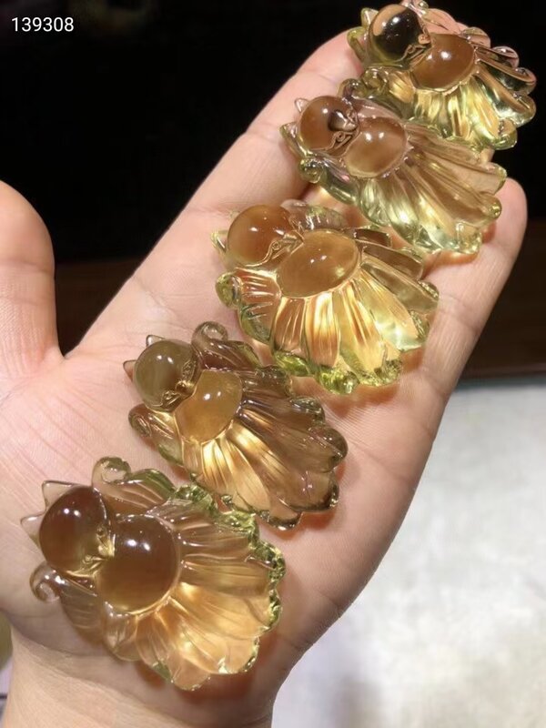 Natural amarelo citrino quartzo 9 caudas raposa esculpida pingente de cristal pedra preciosa 42x29mm feminino pedra moda colar aaaaa
