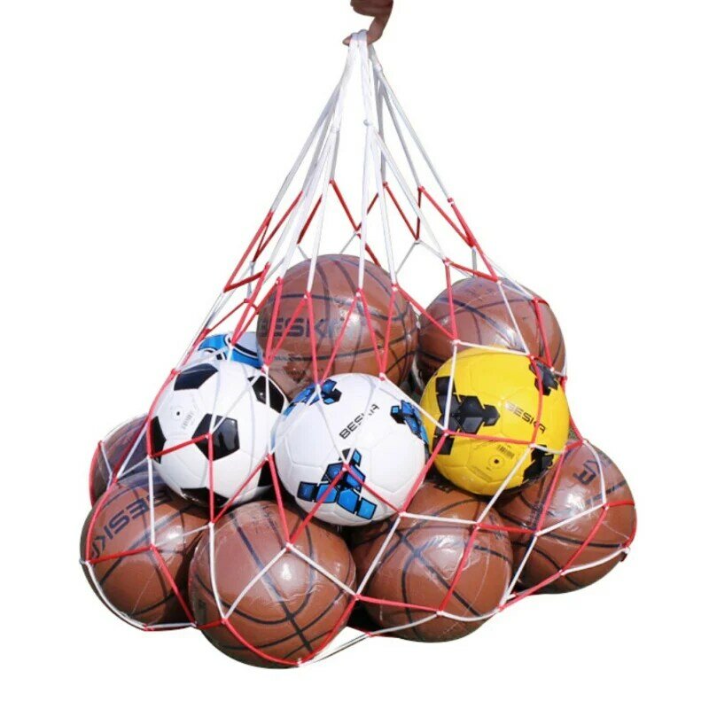 ทนทานกีฬาฟุตบอลกระเป๋าพกพาแบบพกพากีฬาไนลอนเชือกอุปกรณ์ลูกฟุตบอลวอลเลย์บอลลูกตาข่ายกระ...
