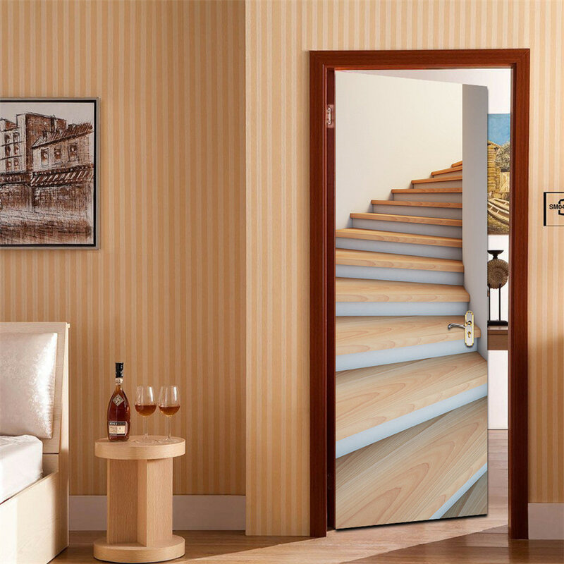 カスタムサイズのドアステッカーポルト3Dの塩ビ壁紙のベッドルームの家デザイン装飾壁デカール自己粘着ポスター壁画