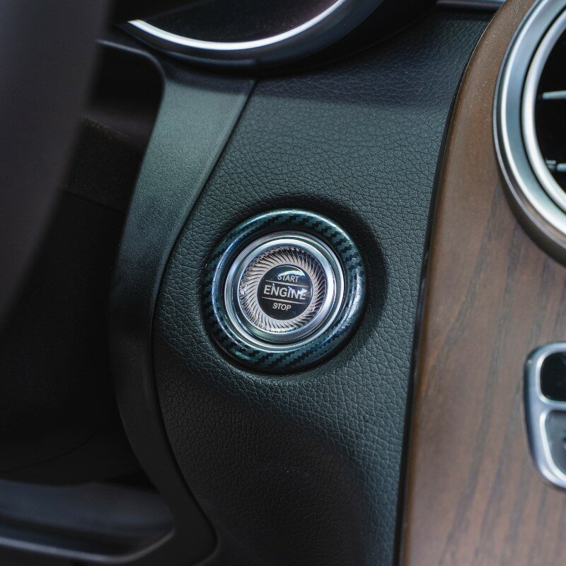 Estilo do carro console botão de parada início chave do motor círculo decoração adesivo guarnição para mercedes benz c classe e w205 w213 glc x253