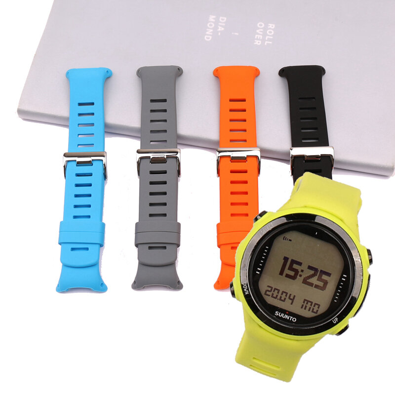 Silicone strap male pin buckle watch accessories suitable for Suunto D4 D4i Novo outdoor sports diving watch strap female band