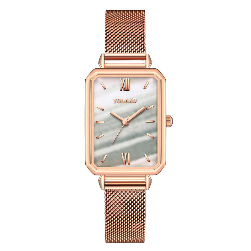 Часы наручные женские кварцевые, роскошные брендовые водонепроницаемые с квадратным магнитным ремешком, цвет розовое золото, 5 цветов