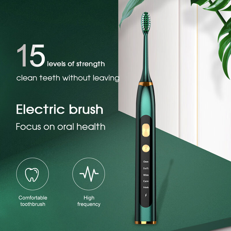 [Boi] IPX7 Wasserdichte USB Aufladbare 5 Modus Smart Zähne Bleaching Mit Bürsten Köpfe Reinigen Für Erwachsene Sonic Elektrische zahnbürste