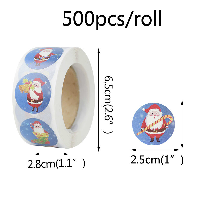 500pcs 1inch Santa Claus Merry Christmas Sealing Stickers Scrapbooking Round Label for Xmas New Year Gifts Card Envelope