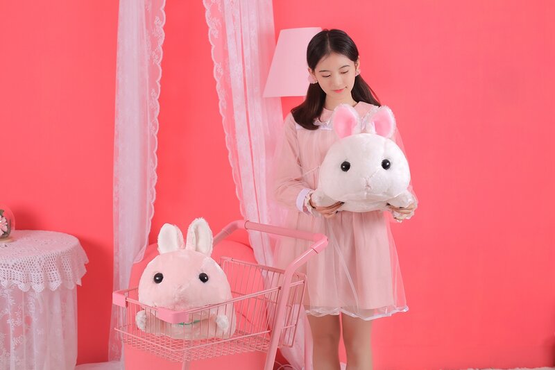 Lapin en peluche blanc rose mignon Kawaii, jouets pour bébé fille, décoration de salle, cadeau d'anniversaire et de noël, 45CM, 1 pièce