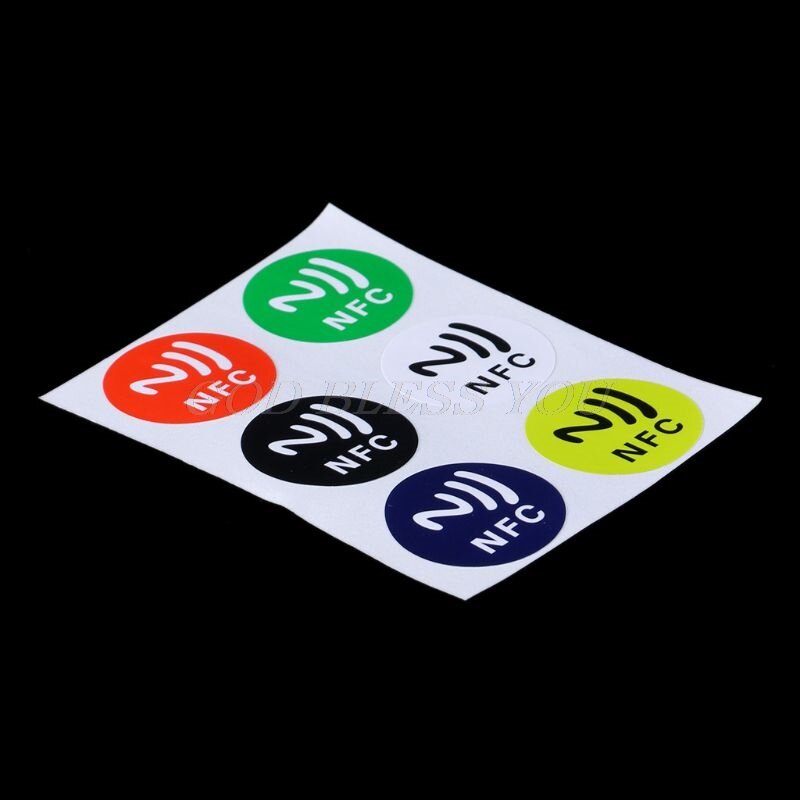 6 قطعة مادة PET مقاوم للماء NFC ملصقات الذكية لاصق Ntag213 العلامات لجميع الهواتف انخفاض الشحن