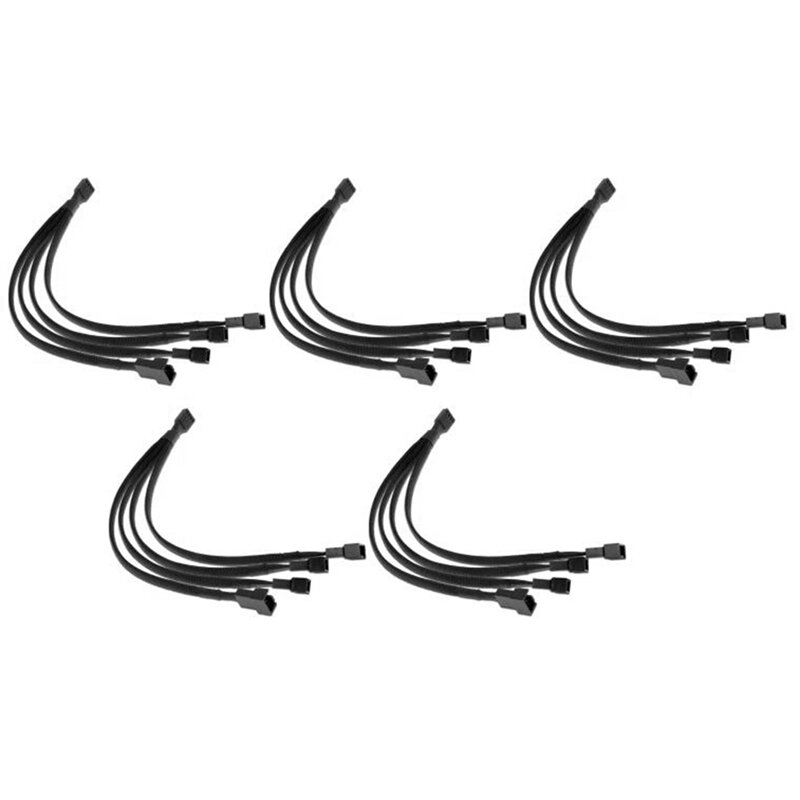 4-pinowy wentylator PWM kabel splittera czarny rękaw obudowa PC wentylator kabel zasilający 1 do 4 konwerter pleciony Y kabel rozdzielacz zasilania