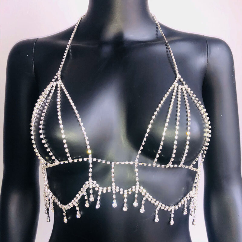 Stonefans Tassel Body Chain Rhinestone Bra Chain Top Jewelry For Women