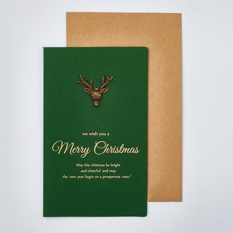 빈티지 Bronzing 크리스마스 인사말 카드 복고풍 단순 현대 카드 봉투 휴일 추수 감사절 카드 메리 크리스마스 2021