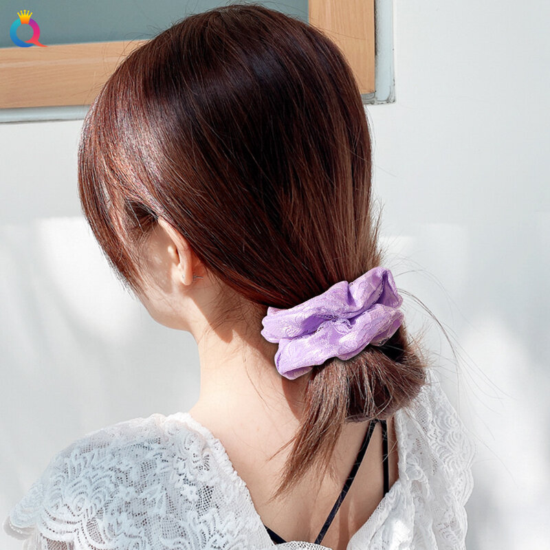 Wholesale women Lace hair scrunchies Hair bands girl's elegant Double layer fashion hair Tie Accessories Ponytail Holder