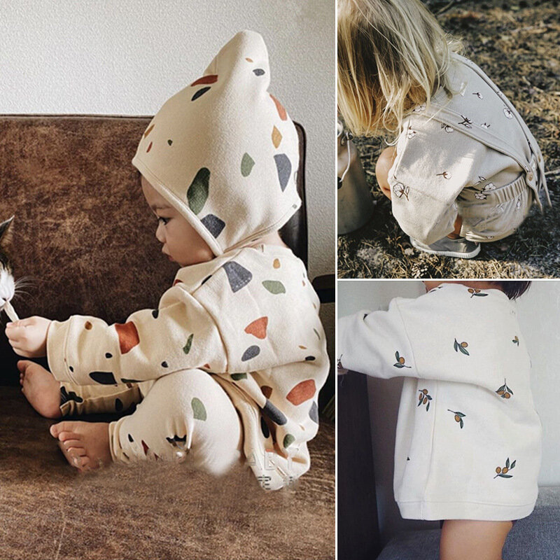 Yg-traje de algodón para niños de 1 a 3 años, ropa con estampado para bebé, pantalones de otoño, conjunto de dos piezas