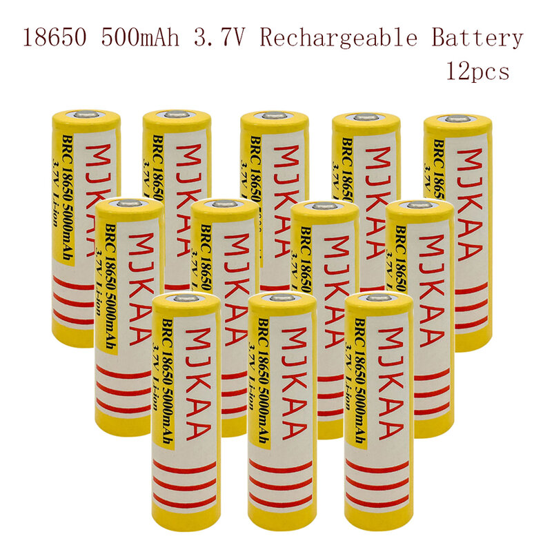 12 pçs 100% original novo brc18650 5000mah 3.7v li-ion bateria recarregável baterias de lítio para lanterna elétrica