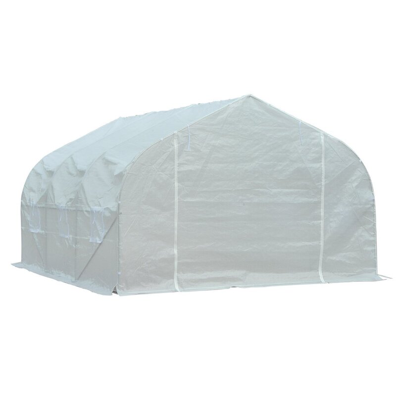 Outsunny estufa com cobertura óptica para jardim pátio cabana 350x300x200 cm mosquito net plantas flores branco