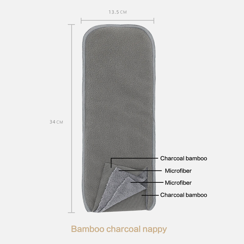 Rainbow&Iris 6pcs Pack Bamboo Charcoal Cloth Diaper Nappy Insert