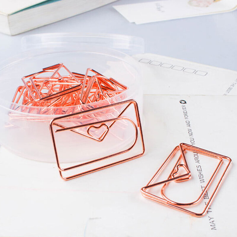 12 sztuk różowe złoto kolor poszycia kształt serca spinacz do papieru śliczne zakładki tag klip