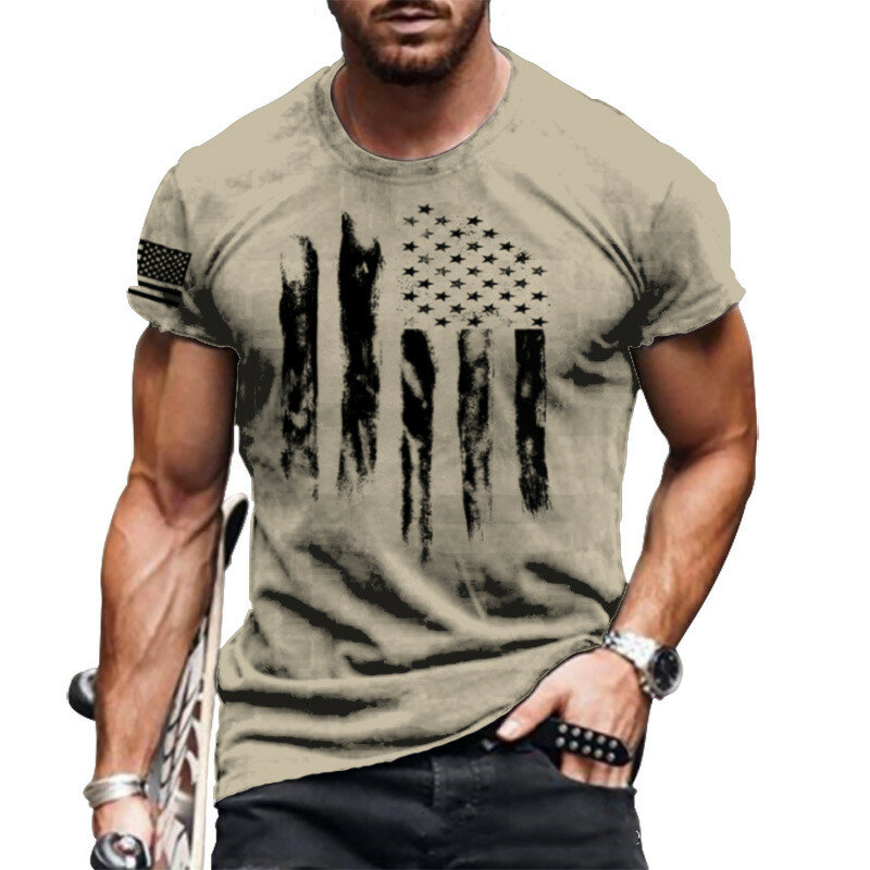 패션 여름 3D 인쇄 남자 티셔츠 오-넥 반팔 통기성 느슨한 대형 남자 티셔츠 남자 의류