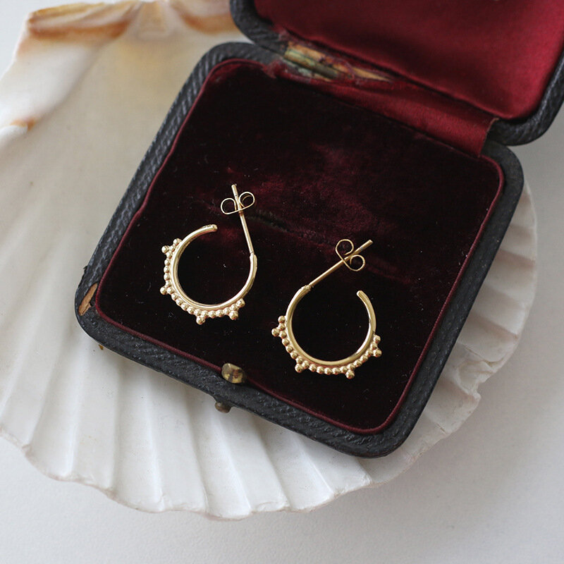 Amaiyllis 18K Gold Bohemian Earring Stud Lace Kralen Gouden Oorbellen Voor Vrouwen 18K Summerjewellry Gift