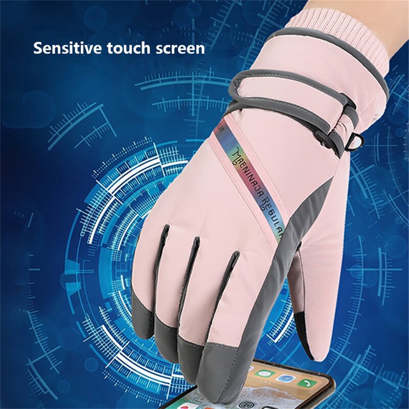 Unisex Touch Screen Gloves Adults Winter Waterproof Warm Gloves for Skiing, Cycling