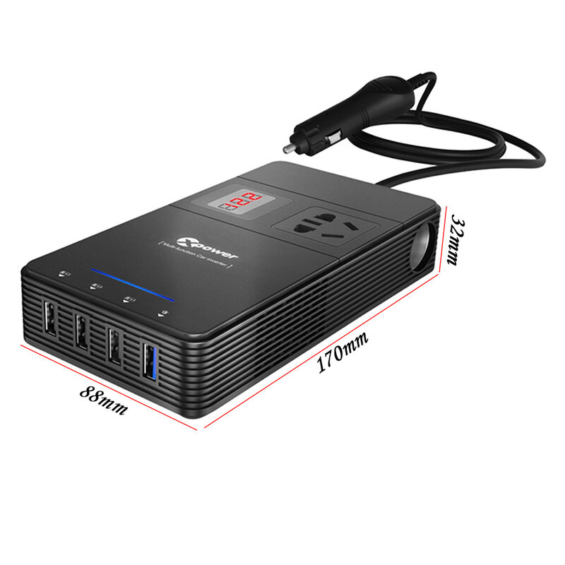 AOSHIKE  Power Inverter  Car 24V 220V QC 3.0 4USB 250W Voltage Converter with Air Purifier Charger Auto Inversor Adapter
