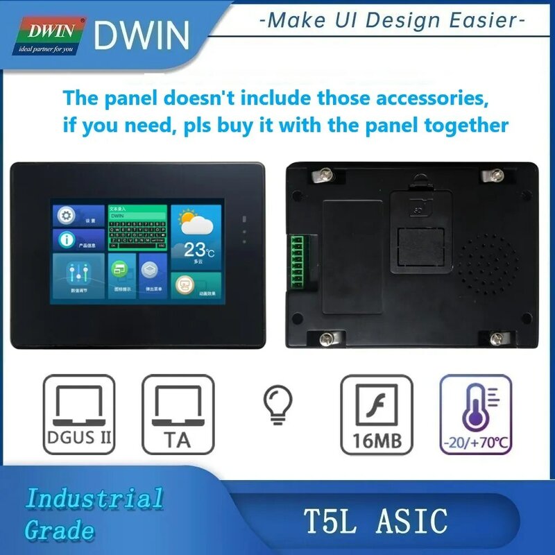 Dwin 5.0 Inch Lcd-scherm Arduino 800 × 480 Resolutie 16.7M Industriële Hmi Uart RS485/RS232 Touch Screen DMG80480T050_A5WTR