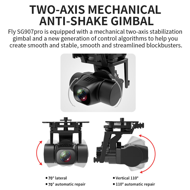 LAUMOX-Dron SG907 PRO con GPS, cámara de cardán de 2 ejes, 4K, HD, 5G, Wifi, gran angular, FPV, flujo óptico, RC, Quadcopter SG906 PRO 2