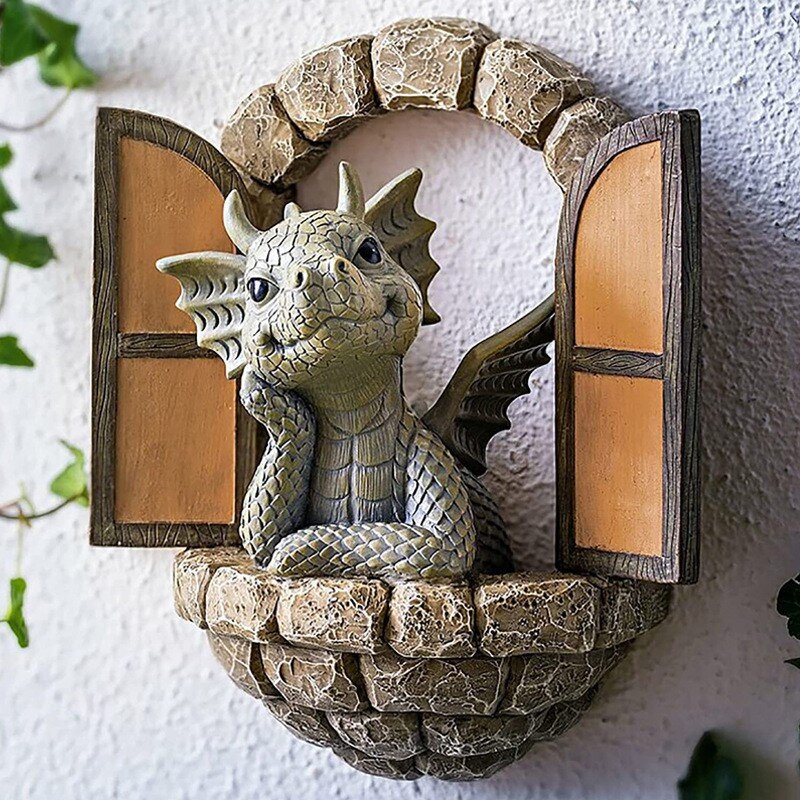 2021 nova resina criativa artesanato dinossauro ornamentos dinossauro janela de escalada jardim decoração para casa