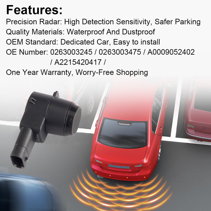 Dasbecan 4PC New Parking Distance Control Assist Sensors For Mercedes-benz 2007-2014 C-Class 0263003245 0263003475 A0009052402