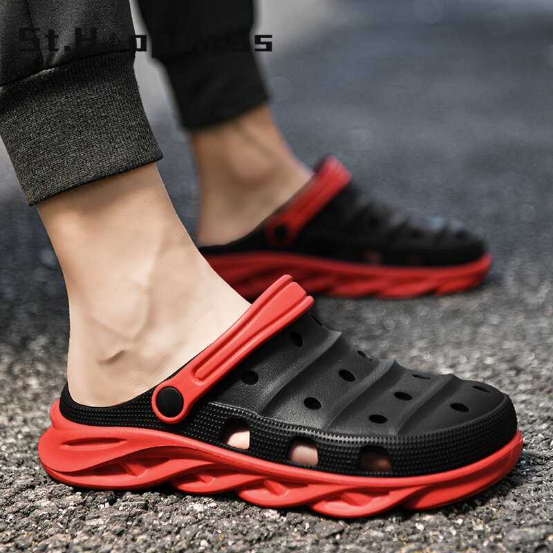 2021 verão novos homens sandálias tamancos chinelos de fundo macio sandálias de praia moda clog sandálias clássico respirável tornozelo-wrap sandálias
