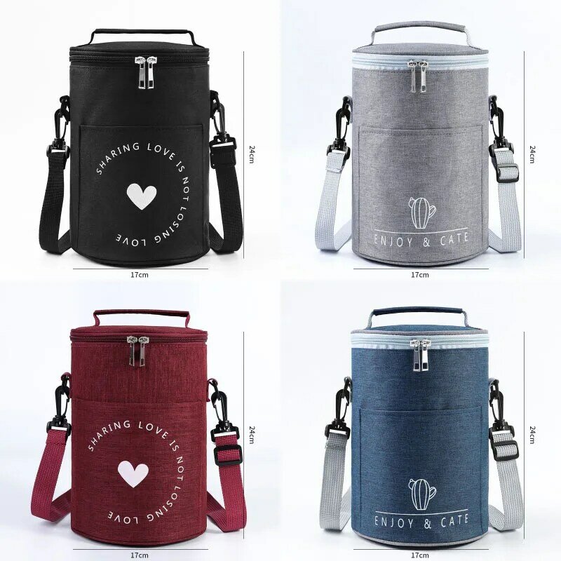 Round Simple Style Insulated Lunch Box Bag Insulated Large Aluminum Foil Portable Lunch Bag Insulation Bag With Rice For Work